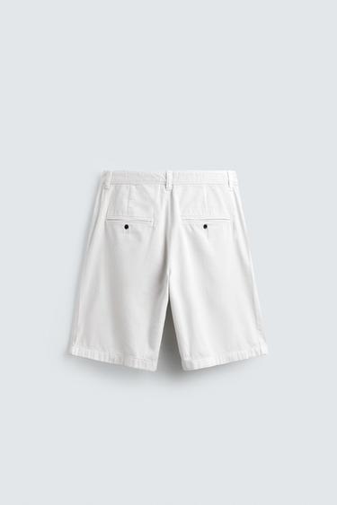 PLEATED RELAXED FIT BERMUDA SHORTS - Ecru by Zara - Image 7