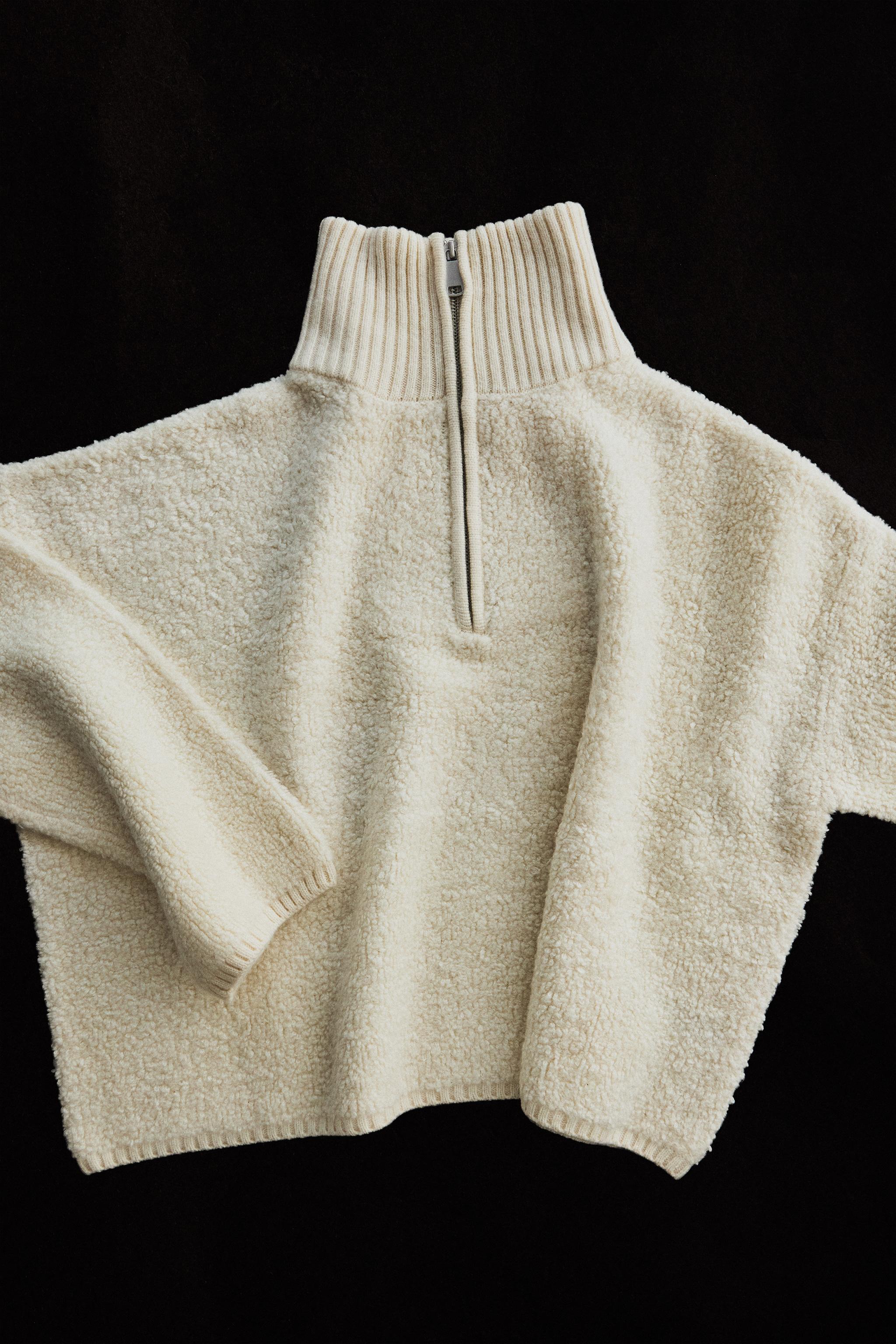JERSEY EN LAINE ZIPPÉ EFFET MOUTON