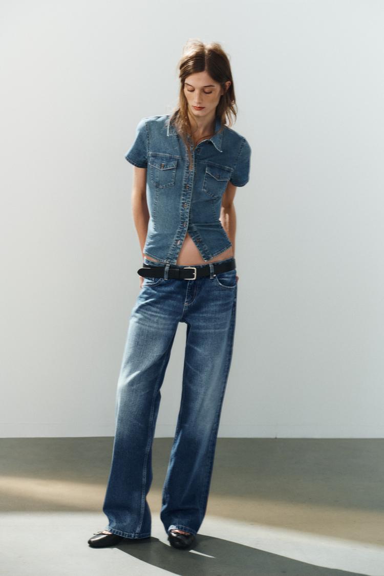 Camisa denim trf bolsillos