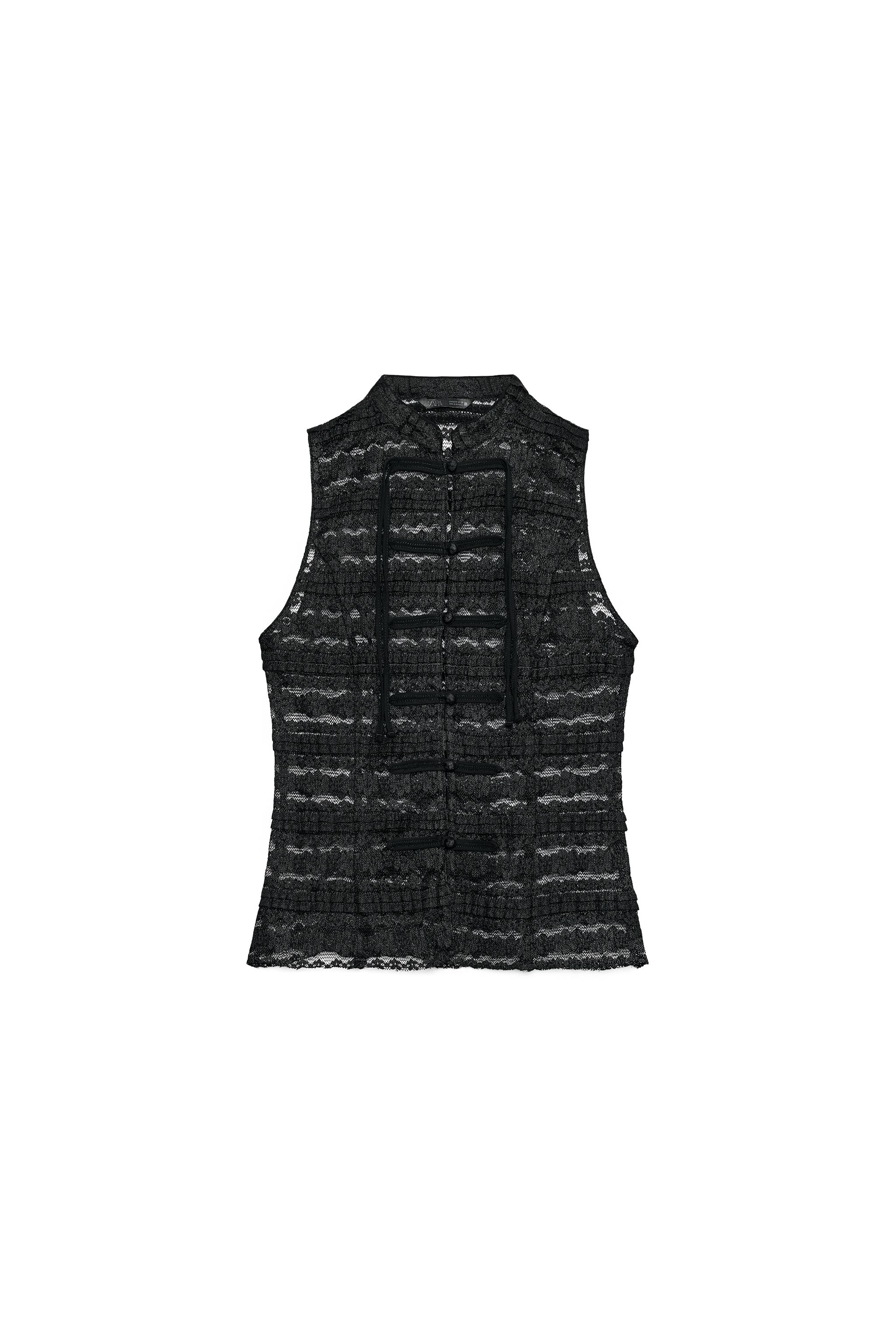 LACE FIREMAN CLASP TOP - Black | ZARA United States