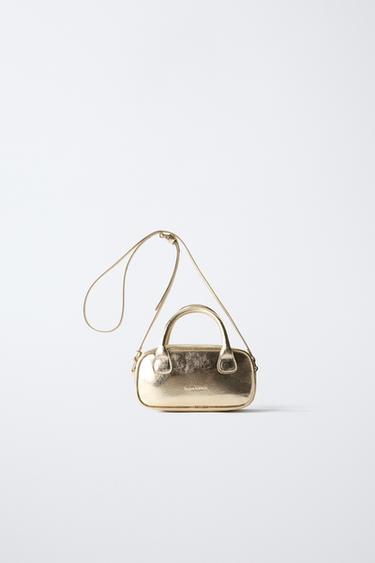 METALLIC MINI BOWLING CROSSBODY BAG - Gold by Zara
