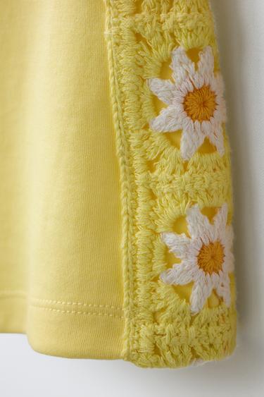 SHORT CROCHET FLORAL PLAYSUIT - Yellow by Zara - Image 3