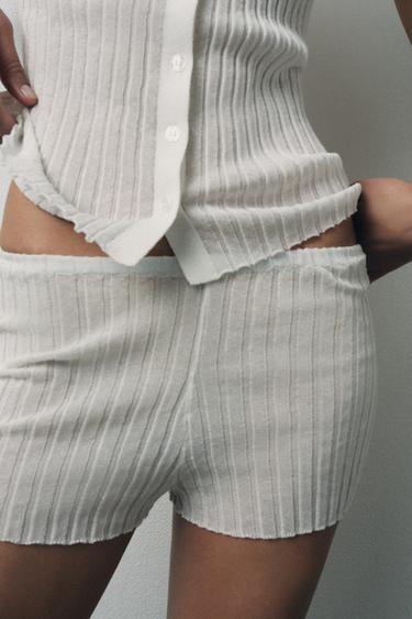 PLEATED FINE KNIT BRIEFS - White by Zara