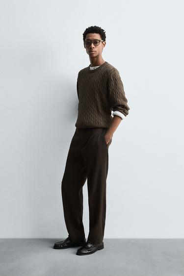 PULL STRUCTURÉ COTON - CHANVRE - Chocolat de Zara - Image 3