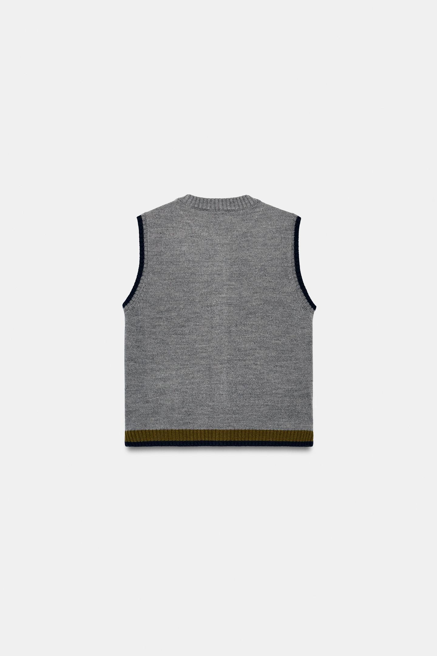 Женский жилет Zara Animal Jacquard Knit Vest, цвет: Серый — фото 6