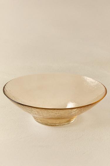 TEXTURED GLASS SALAD BOWL - Yellow by Zara