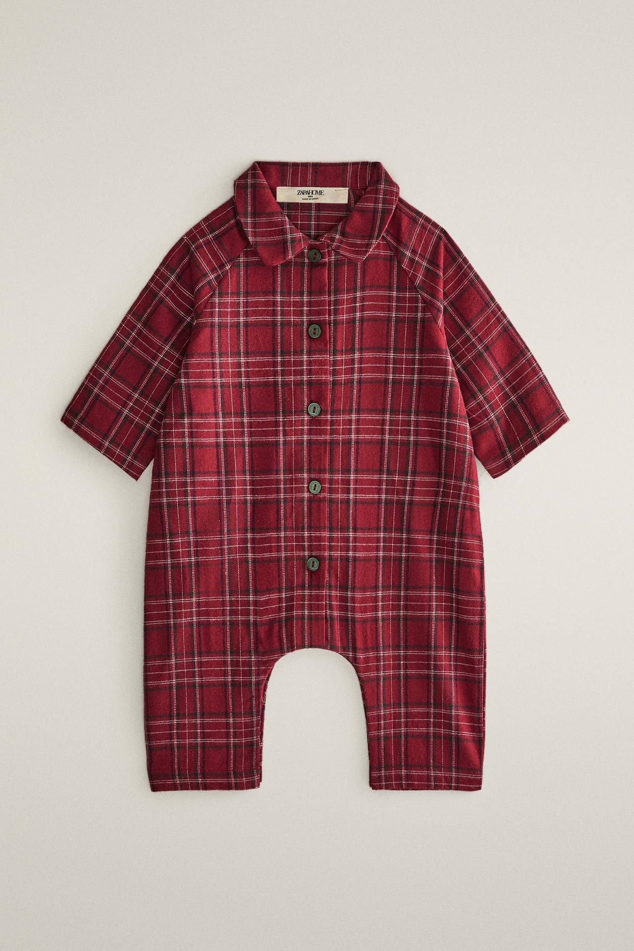BABY CHRISTMAS CHECK FLANNEL ROMPER
