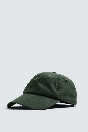 Zara COTTON TEXTURED CAP - Dark bottle green