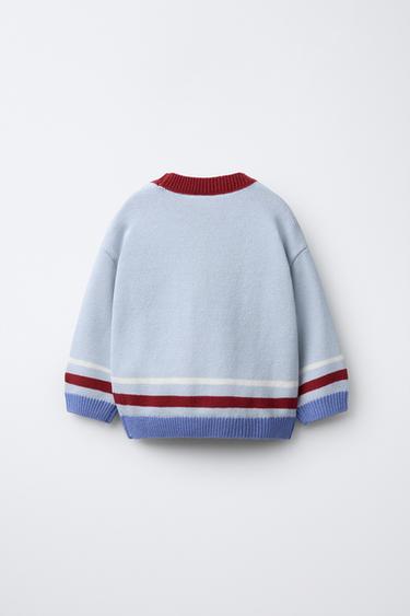 PULL EN MAILLE BRODÉ - Bleu clair de Zara - Image 1
