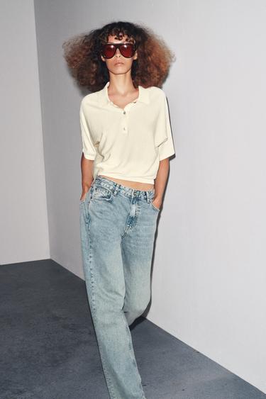 Zara ZW COLLECTION RELAXED MID-RISE JEANS - Light blue