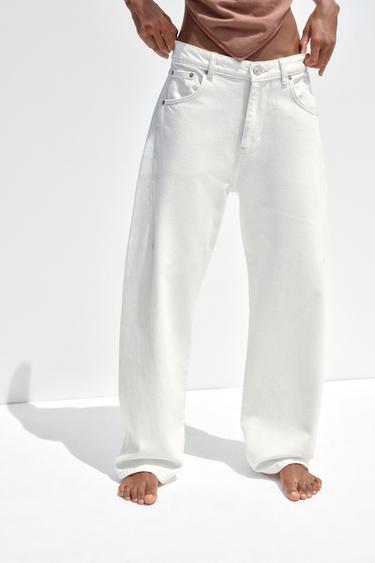 TRF SLOUCHY BELT LOOP MID-WAIST JEANS - White by Zara