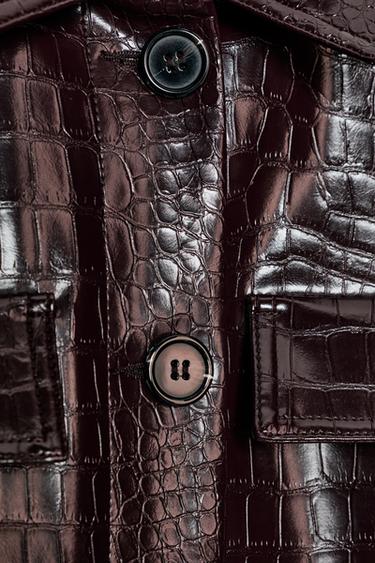 SHORT ANIMAL EMBOSSED FAUX LEATHER JACKET - Brown by Zara - Image 5