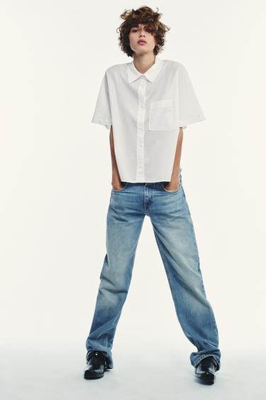 SEMI-SHEER COTTON SHIRT - Oyster-white by Zara - Image 3