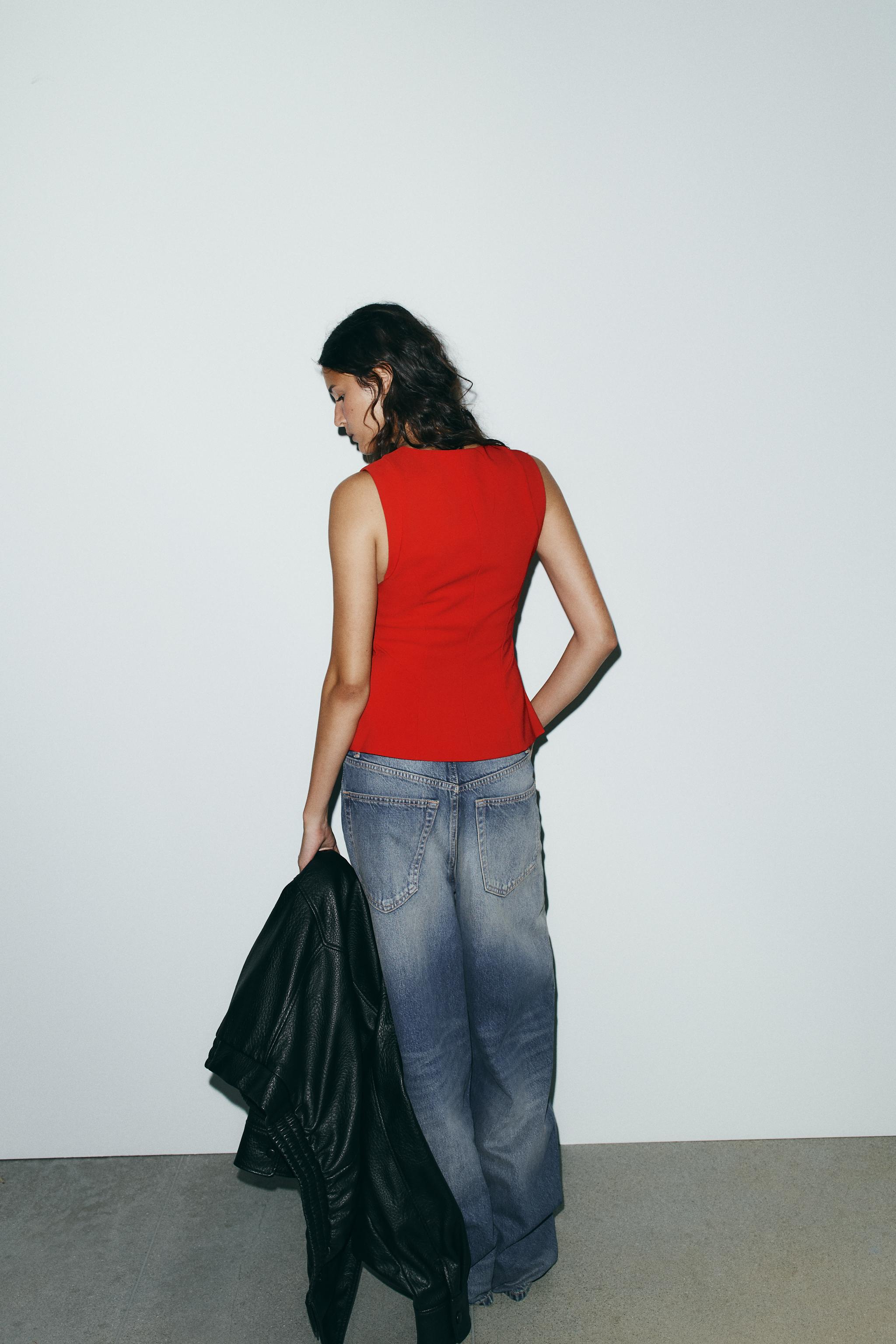 FITTED ZIP TOP - Intense red | ZARA South Africa