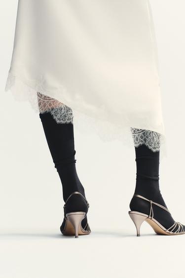 SATIN LACE SKIRT - Oyster-white by Zara - Image 4