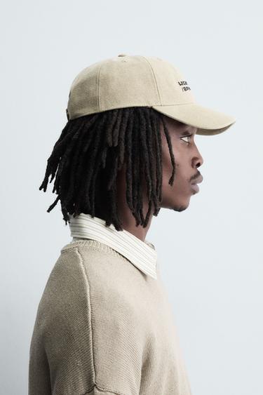 CONTRAST EMBROIDERY CAP - Beige by Zara - Image 1