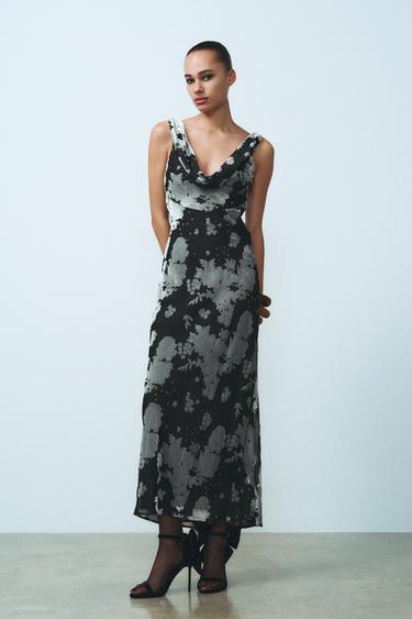 LONG VELVET DRESS - blue/black by Zara - Image 0