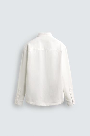 TEXTURED SHIRT WITH POCKET - Ecru by Zara - Image 7