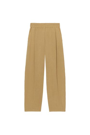 PANTALÓN FLUIDO CINTURA ELÁSTICA SET - Tostado de Zara