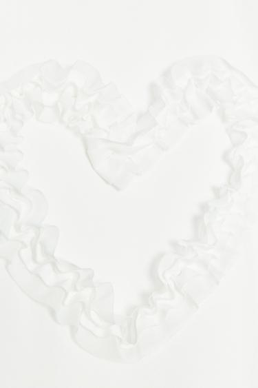 T-SHIRT WITH TEXTURED HEART - White by Zara - Image 6