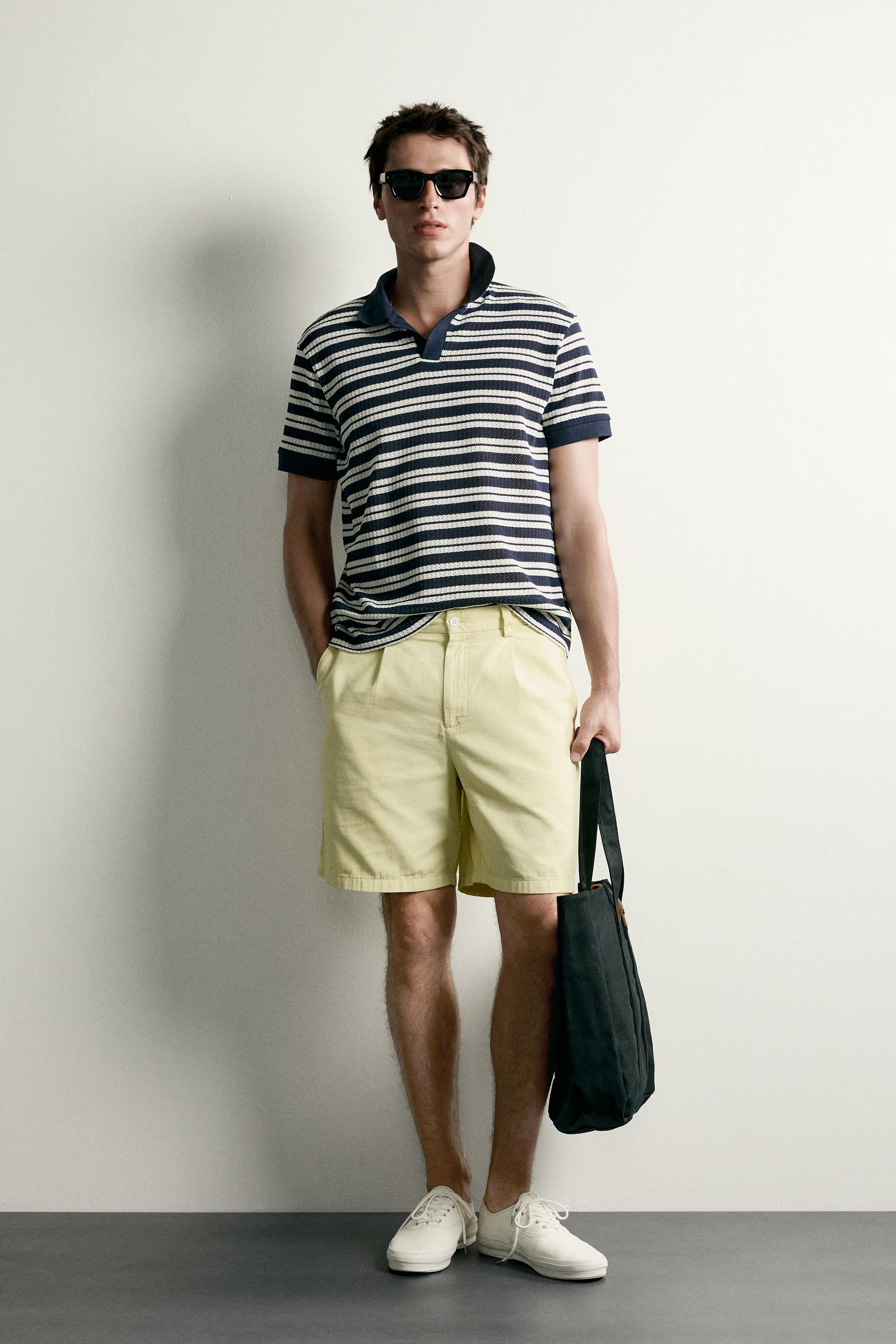 Мужские рубашки Zara OPEN-STITCH REGULAR FIT POLO SHIRT