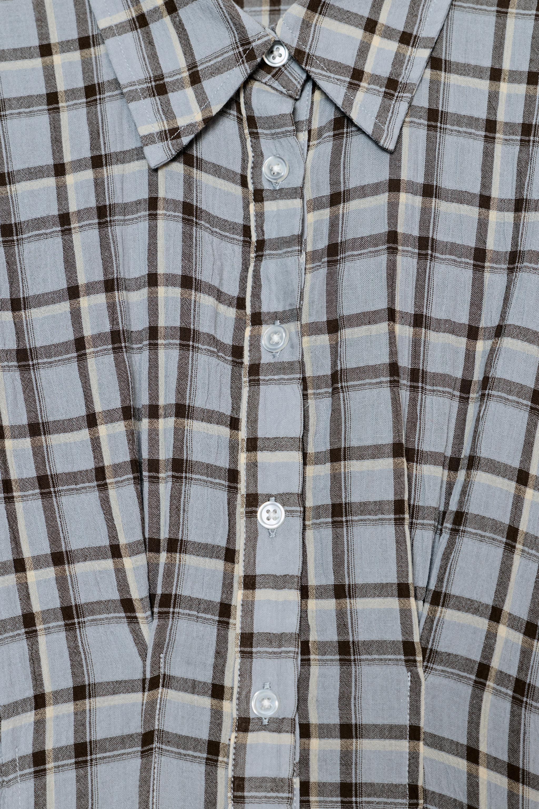 Zara - Plaid Shirt Dress - Brown-Blue - S - Woman Zara - Plaid Shirt Dress - Brown-Blue - S - Woman