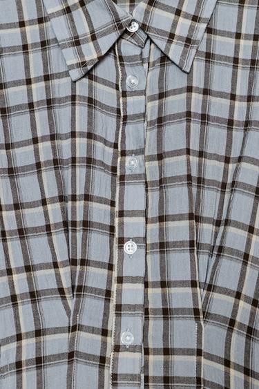 CHECK SHIRT DRESS - Brown-Blue by Zara - Image 6