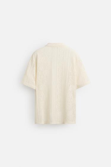 JACQUARD TEXTURED POLO SHIRT - Ecru by Zara - Image 7