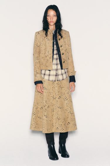 PERFORATED FAUX SUEDE BLAZER AND SKIRT SET - Billiard green by Zara