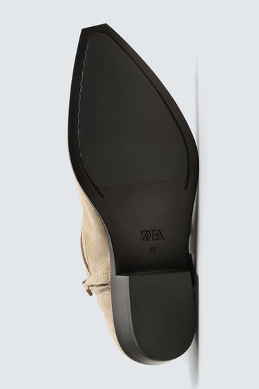 BOTTINES EN CUIR À HARNAIS - Beige de Zara - Image 6