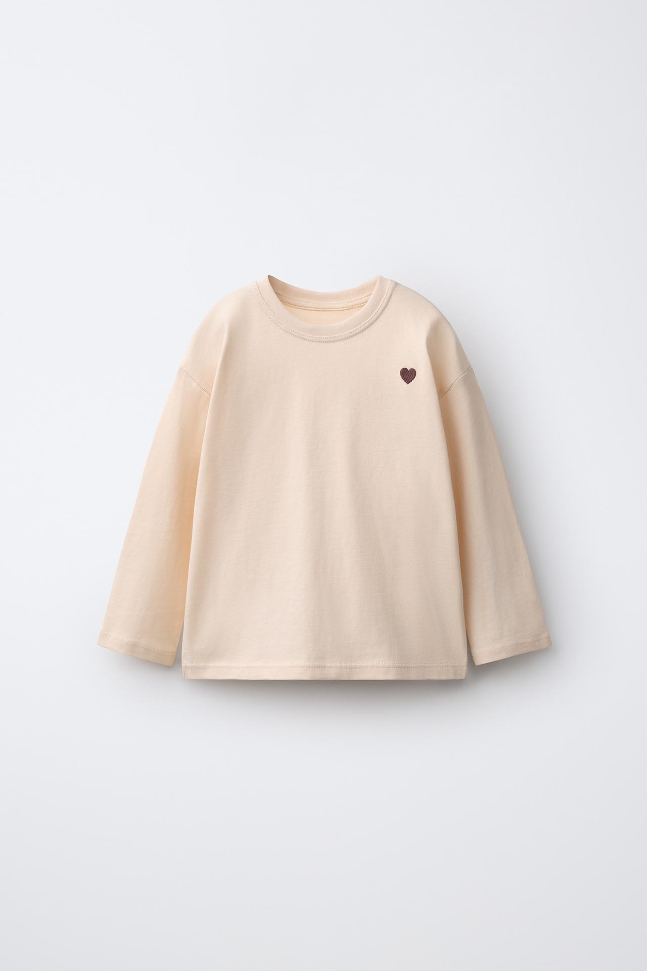 EMBROIDERED HEART T-SHIRT — Vanilla