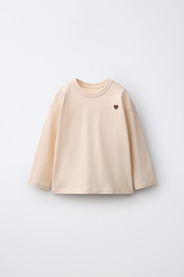 EMBROIDERED HEART T-SHIRT - Vanilla by Zara