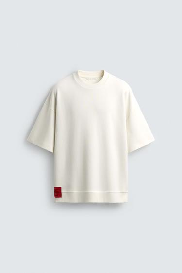 Zara INTERLOCK TECHNICAL LABEL SWEATSHIRT - Oyster-white