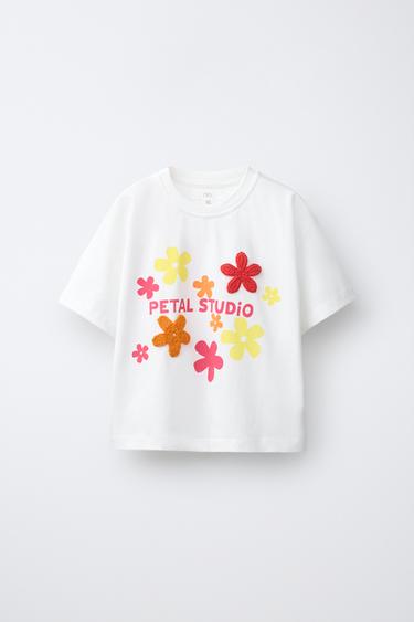 CROCHET FLORAL T-SHIRT - white by Zara