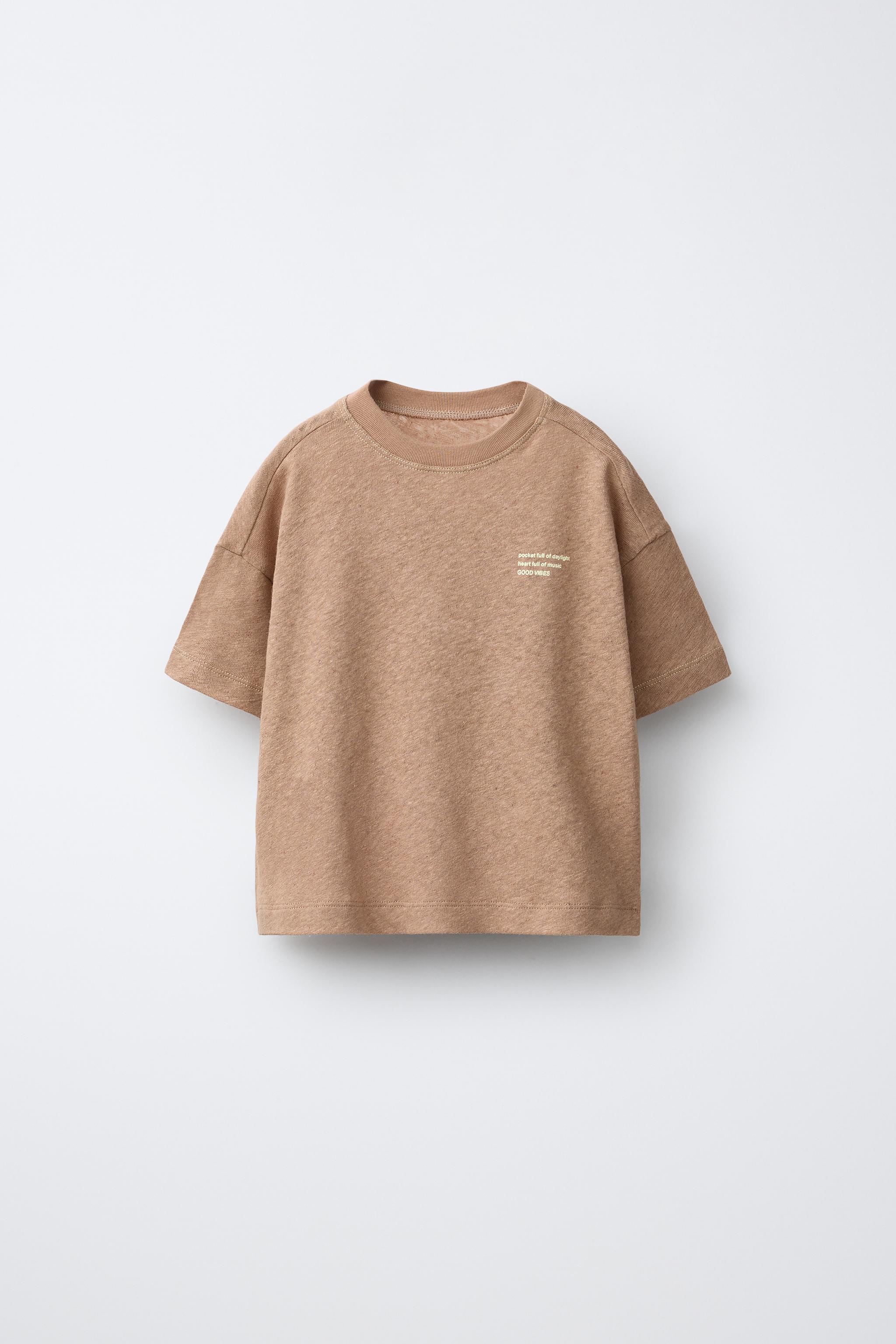 T-SHIRT EN COTON ET LIN AVEC INSCRIPTION