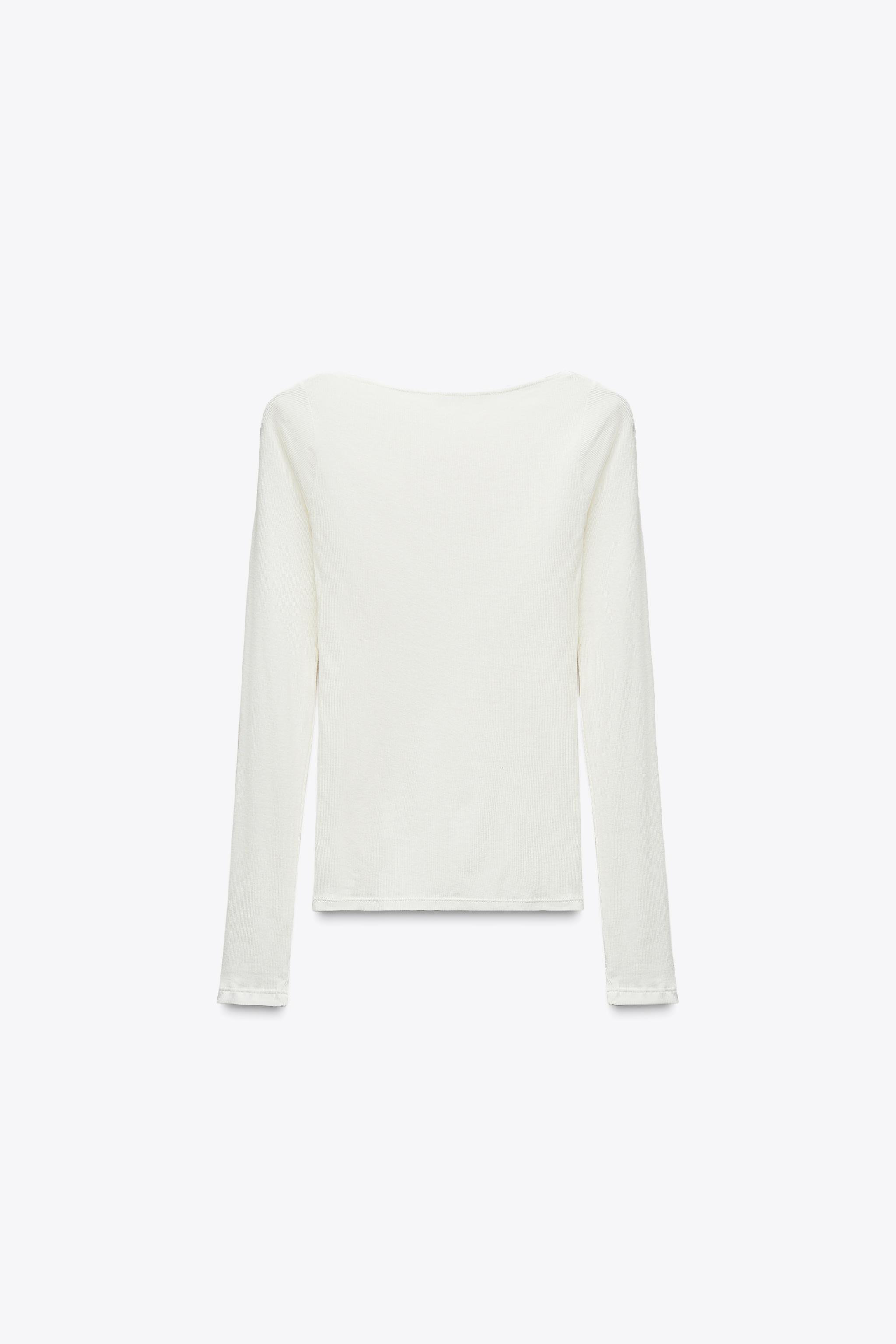 LACE RIB TOP - Oyster-white | ZARA United States