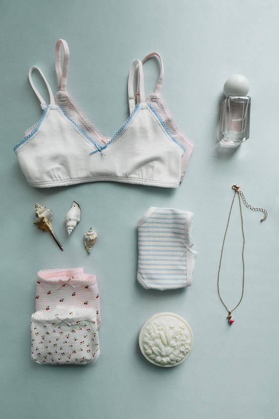 Zara AGES 9-14/ TWO-PACK OF FLORAL AND CHERRY CAMISOLES - Purple marl - Image 0