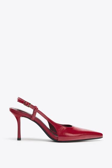 FAUX PATENT SLINGBACK HEELS - Red by Zara - Image 0