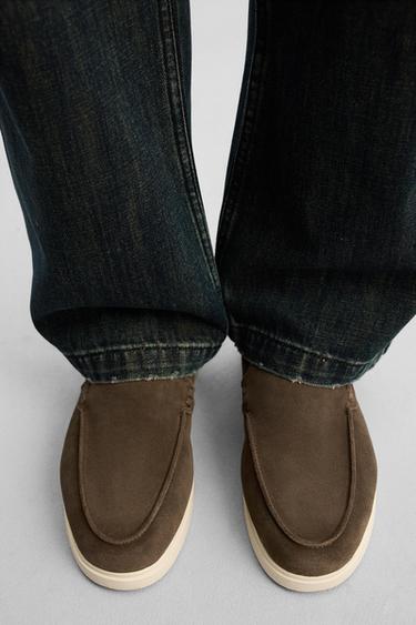 Zara CASUAL LEATHER LOAFERS - Brown