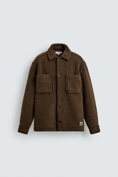 FAUX SHEARLING OVERSHIRT WITH POCKETS - Brown by Zara