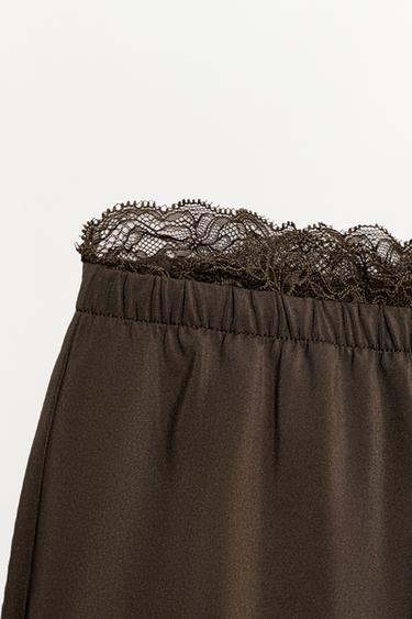 SHORT FLUIDE EN DENTELLE - Marron foncé de Zara - Image 7