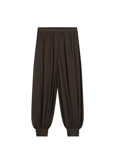 Pantalon bouffant semi-transparent avec boutons - Chocolat de Zara
