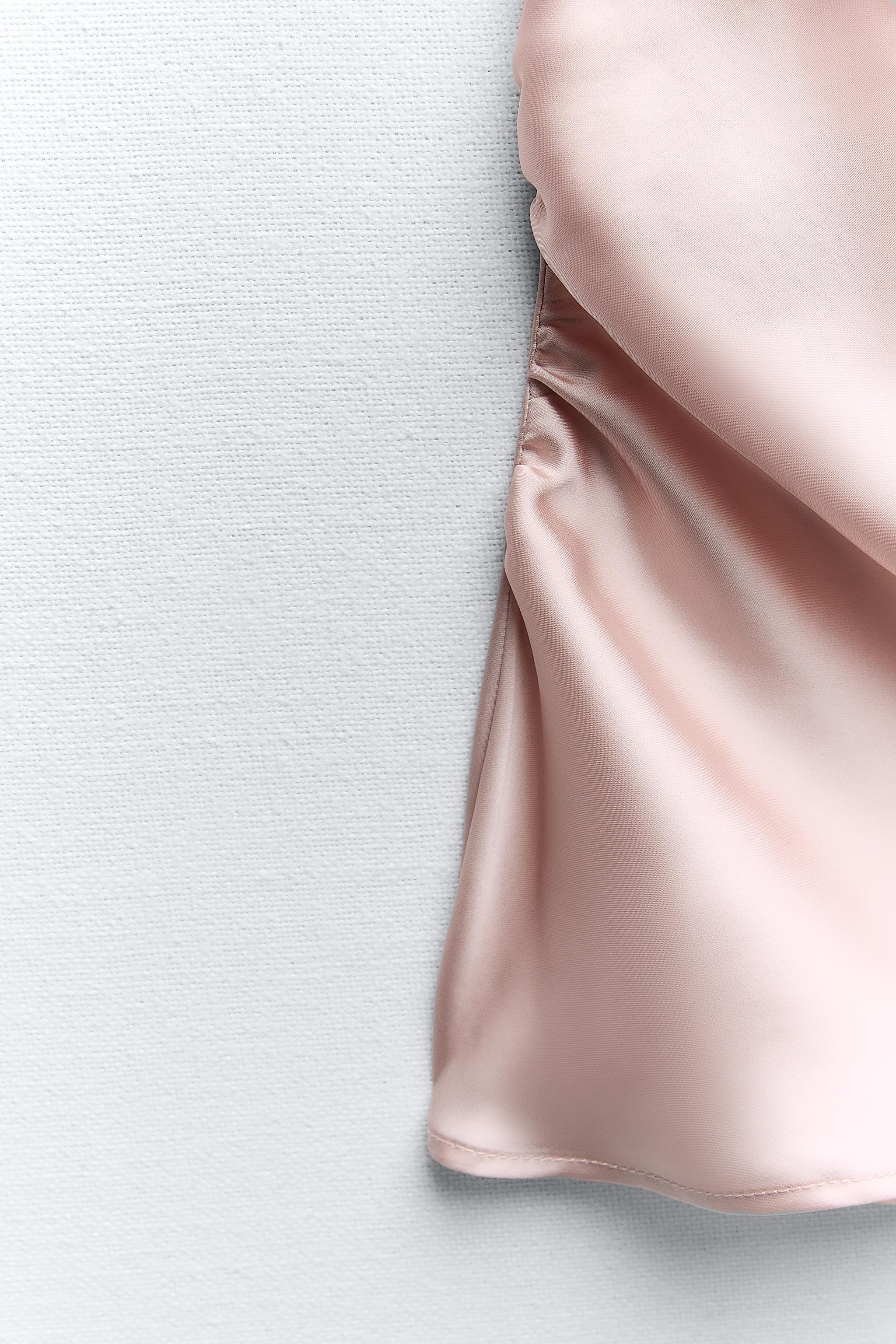Zara Pink Floral Draped Corset Satin Effect Bodysuit worn by