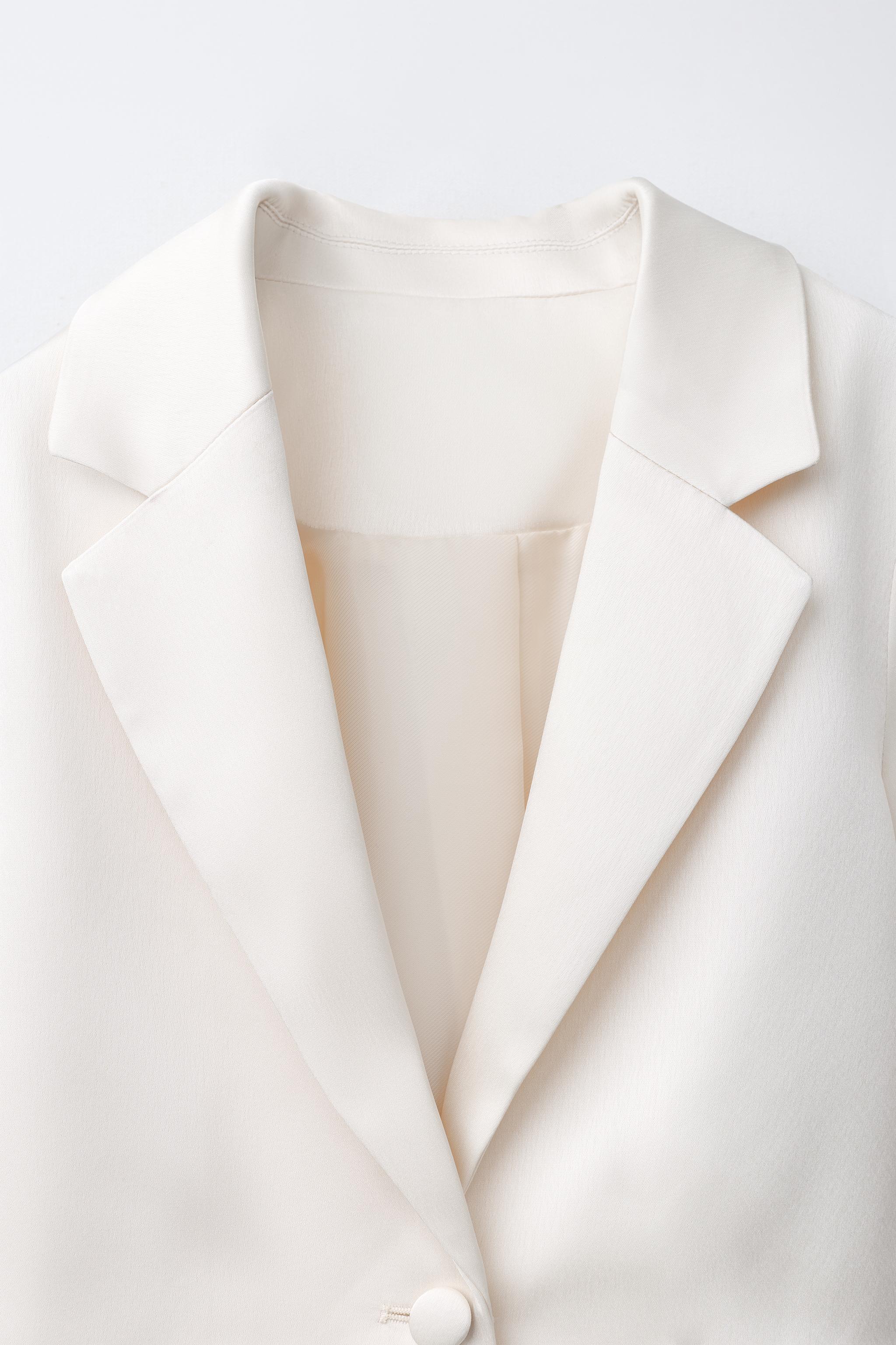 FEATHER TRIM SATIN EFFECT BLAZER