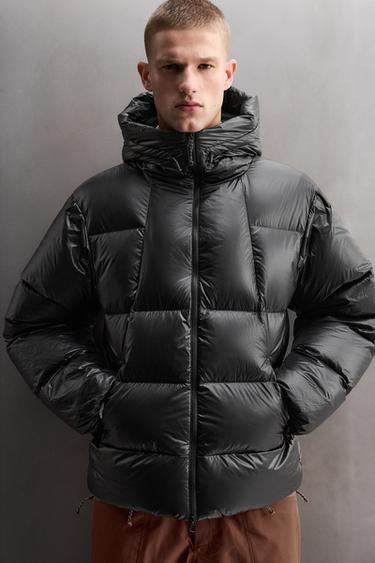 Zara 100% FEATHER PUFFER JACKET - Black