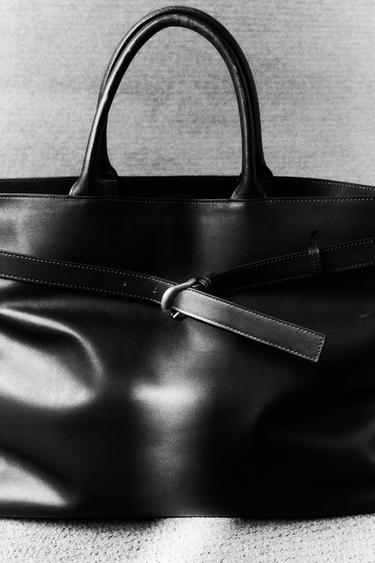 Zara KOŽNA RUČNA TORBA – Smeđa