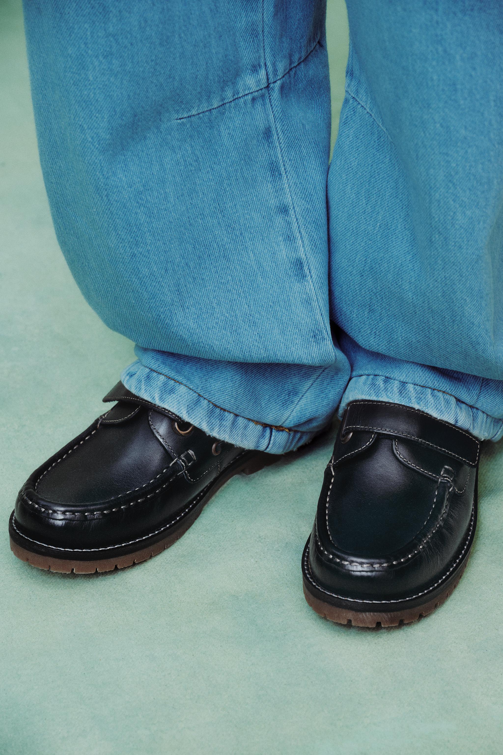 レザーデッキシューズ - マリンブルー | ZARA Japan / 日本