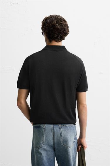 KNIT COTTON - SILK POLO SHIRT - Black by Zara - Image 2