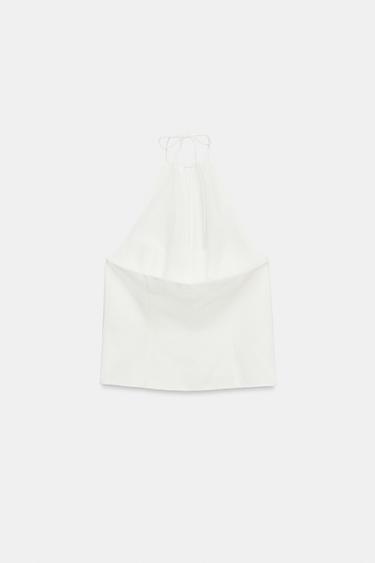 HALTER NECK BUTTON-UP TOP - Ecru by Zara - Image 6