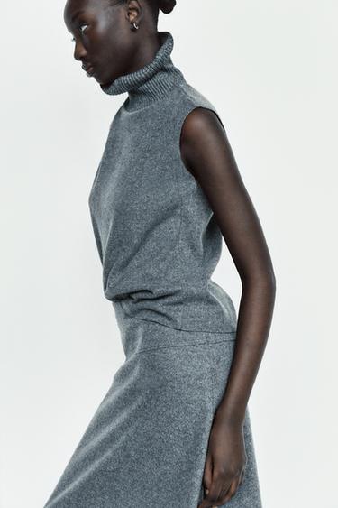 SOFT HIGH NECK TOP - Dark anthracite by Zara